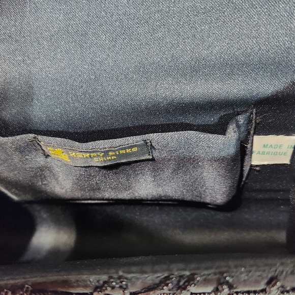 VTG Henry Birks Black Beaded Envelope Clutch Bag with Rope Shoulder Strap, 1990s - Picture 8 of 8
